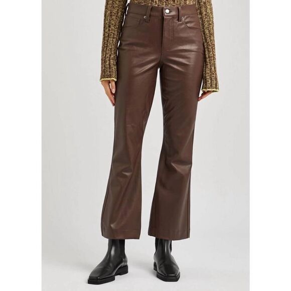 Veronica Beard Carson High rise wide leg faux leather pant 23 $298 - Picture 5 of 9